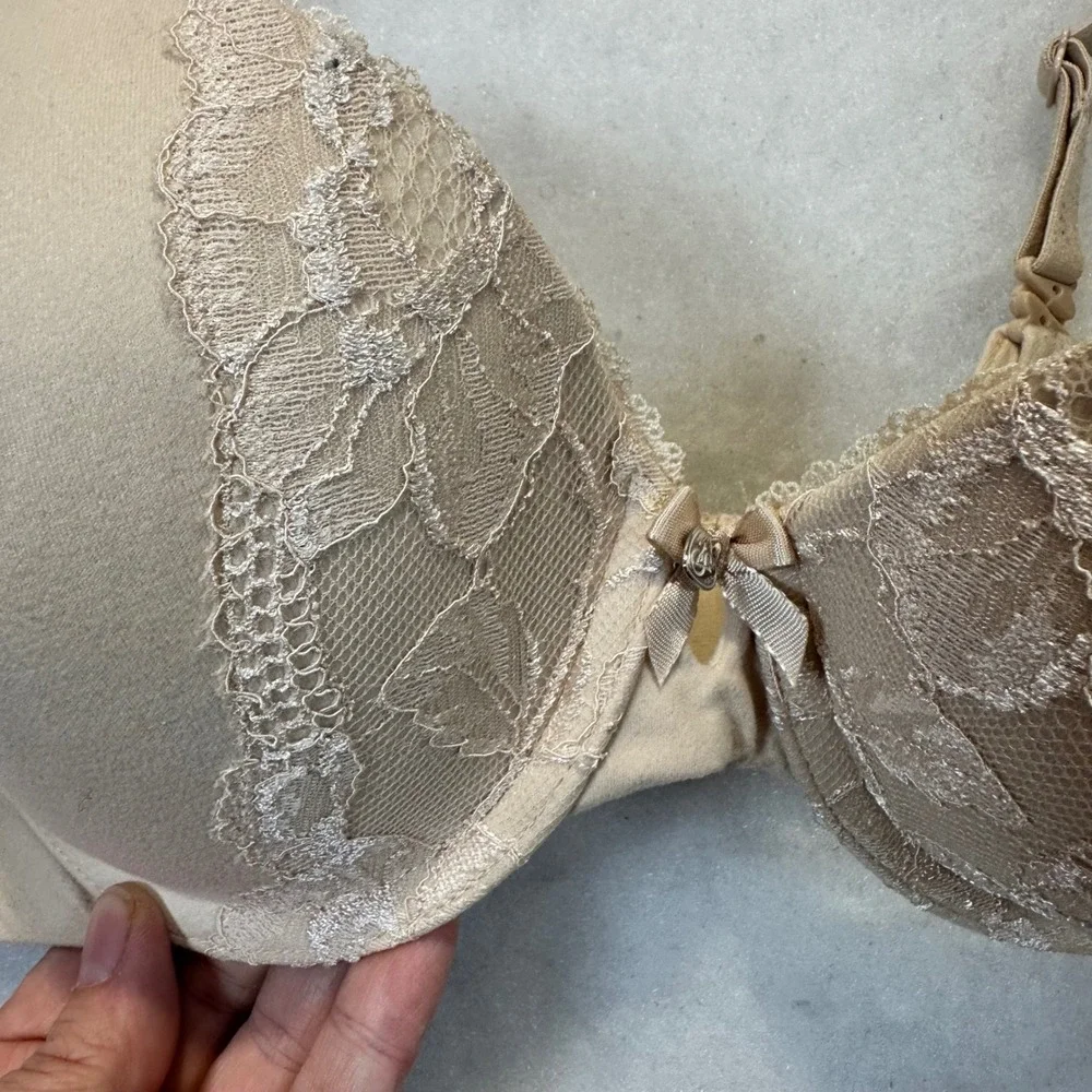 Victoria's Secret Perfect Shape 34D Beige‎ Lace Padded Underwire Coquette